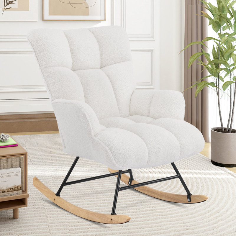 Solid + Manufactured Wood/Iron Rocking Chair, White