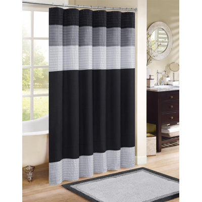 Hildah Microfiber Striped Shower Curtain