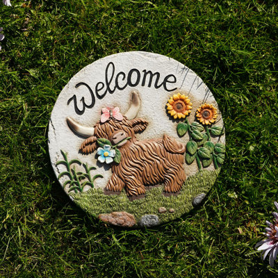  Cement Stepping Stone Highland Cow