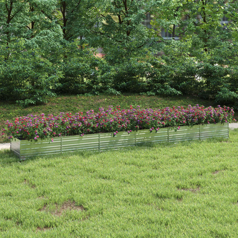 Alezander Metal Raised Flower Bed, 45cm H x 600cm W x 80cm D