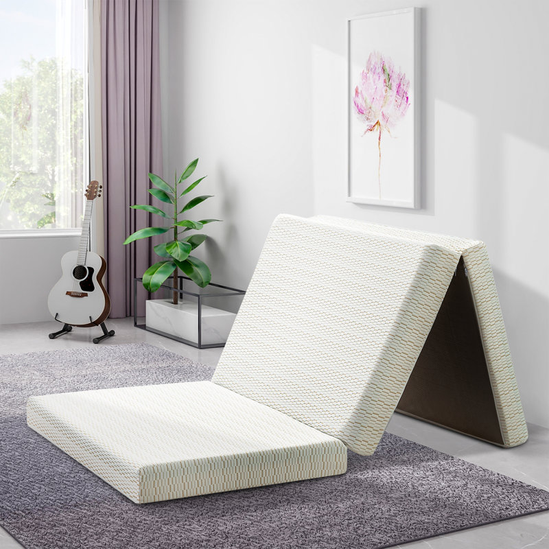 Driffield Tri-fold 4'' Memory Foam Mattress,Portable Folding Mattress with Washable Cover, Queen