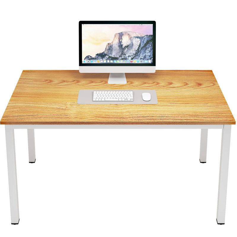 Bureau d'ordinateur Pauljohn, H 29,02 po x l 47,01 po x P 22,99 po, Teck, Blanc
