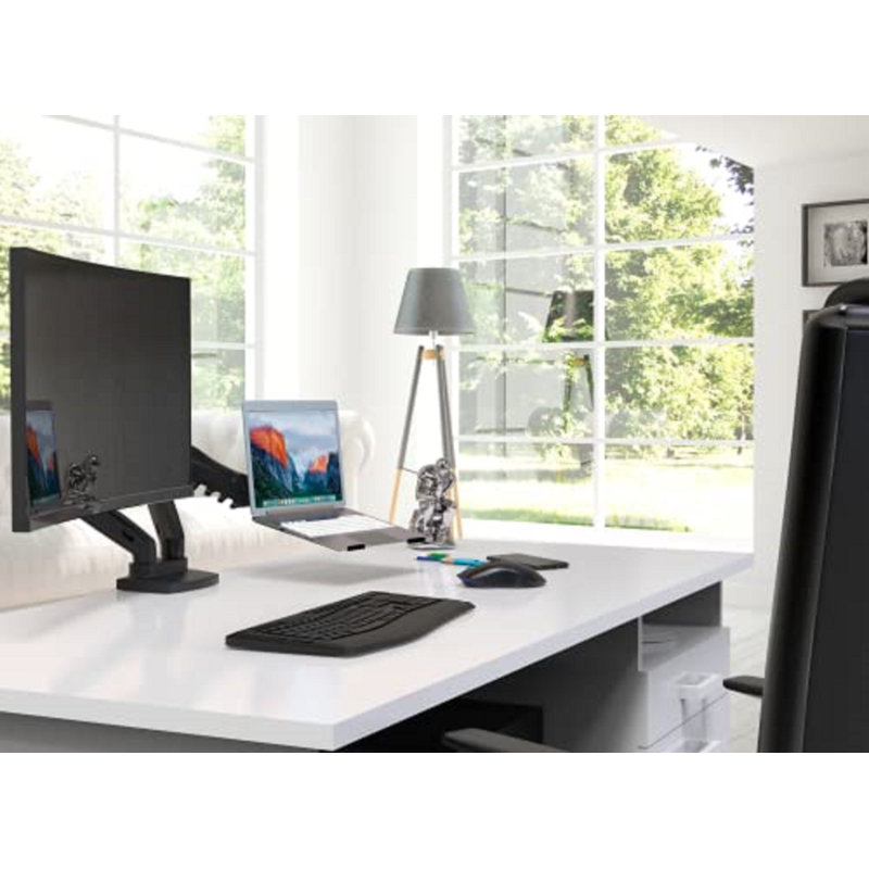 ELG F160N Full Motion Dual Monitor Desk Mount Swivel Stand Gas Spring for 17”-35” VESA Two Screens