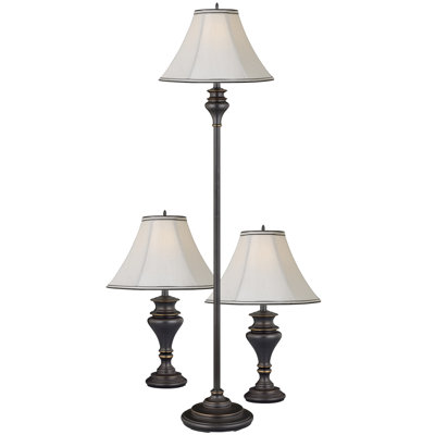 Ensemble 3 pièces de lampes de table et sur pied Madison