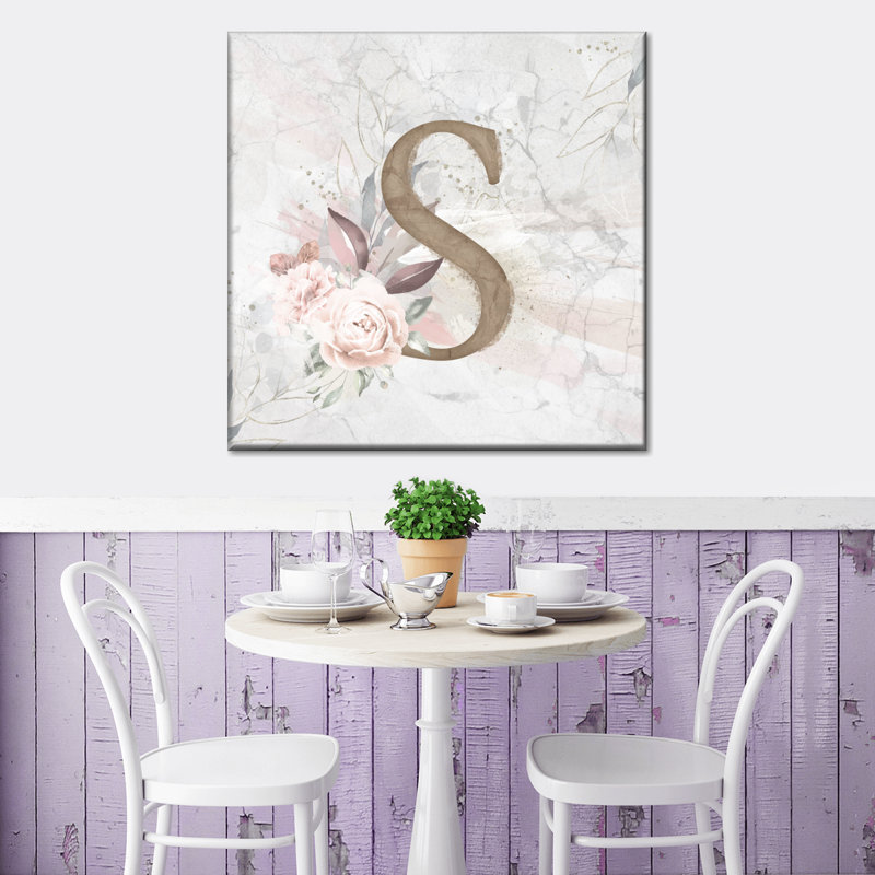 Floral lettre S, H 10 po x l 10 po x P 1,25 po