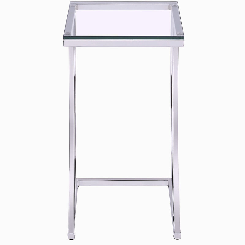 Draper Chrome rectangular glass-top sofa side table
