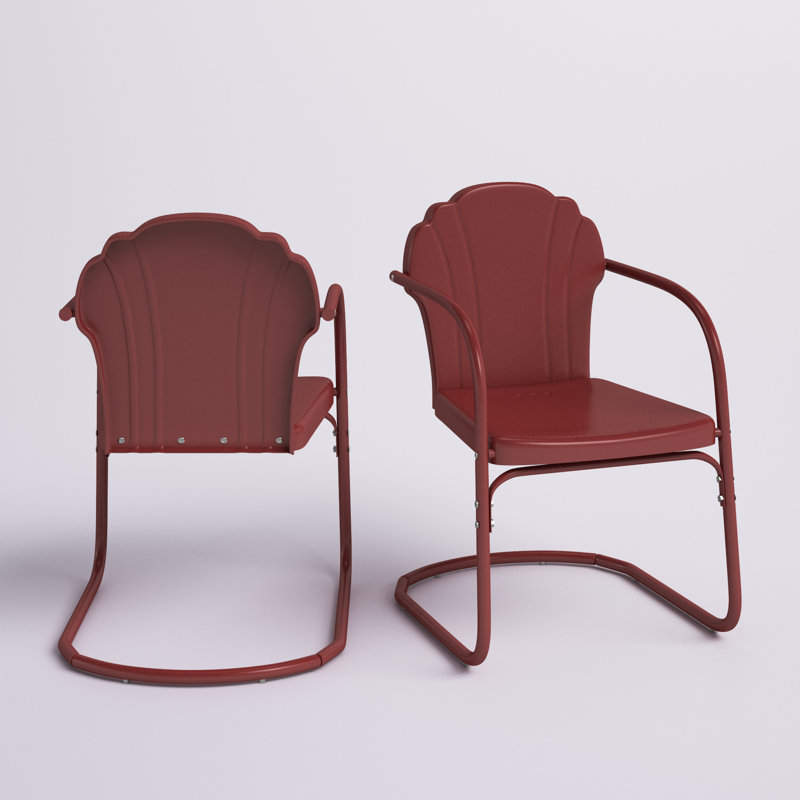 Steyning Outdoor Dining Armchair, Dark Red Satin