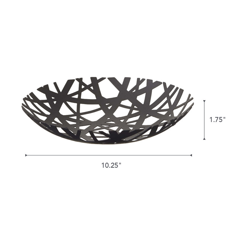 Black Steel Cut-Out Circular Fruit Bowl