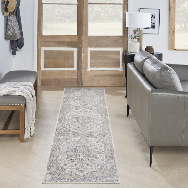 Tapis gris argenté lavable à la machine Pritts, Tapis de couloir 2 pi x 6 pi