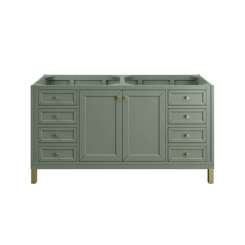 Base de meuble-lavabo double l 60 po Chicago, Céladon fumé