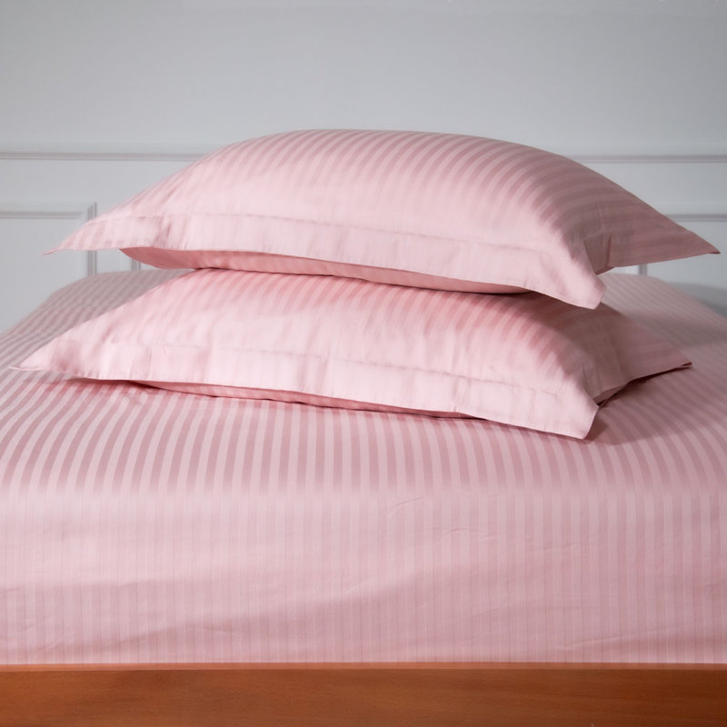 Mix & Match Bundle 200 Thread Count Striped Cotton Sateen Oxford Pillow Case, Pink