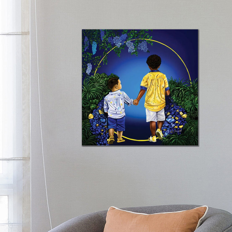 Voyage avec mon frère-reproduction d’art, Toile tendue, Pas de tapis, H 26 po x l 26 po x P 1,5 po