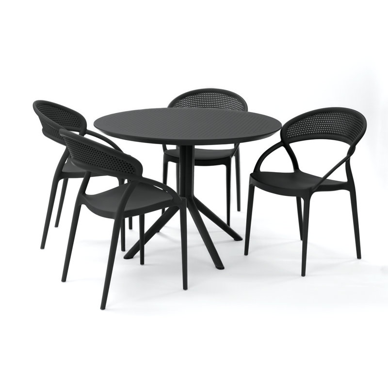 Ensemble repas pour 5 personnes Farrah Sunset, Noir