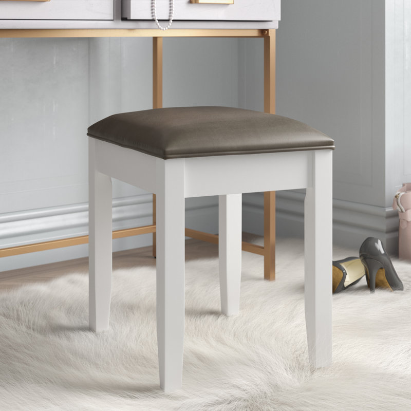 Tabouret de coiffeuse Kamille, Métallique, Blanc