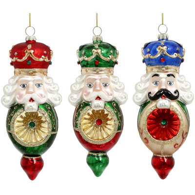 Crowned Nutcracker Ornament - 7 Inches Set Of 6