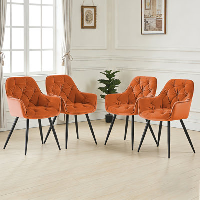Runkle Upholstered Velvet Dining Chair with Arm