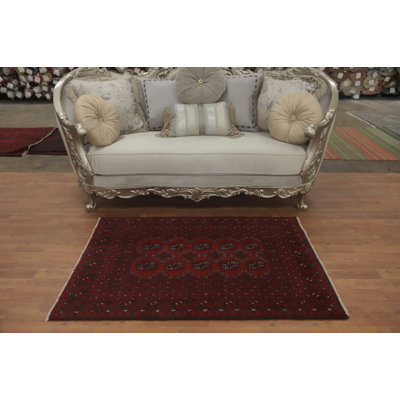 Tapis afghan tribal rouge traditionnel 3 x 5