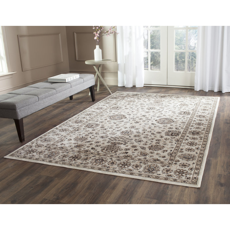 Setser Persian Garden Viscose Oriental Rug in Ivory, Rectangle 8' x 10'2"