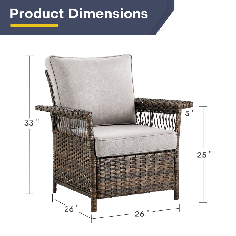Anferney Wicker Outdoor Patio Lounge Chair Seating Group with Cushions (Set of 4), Beige