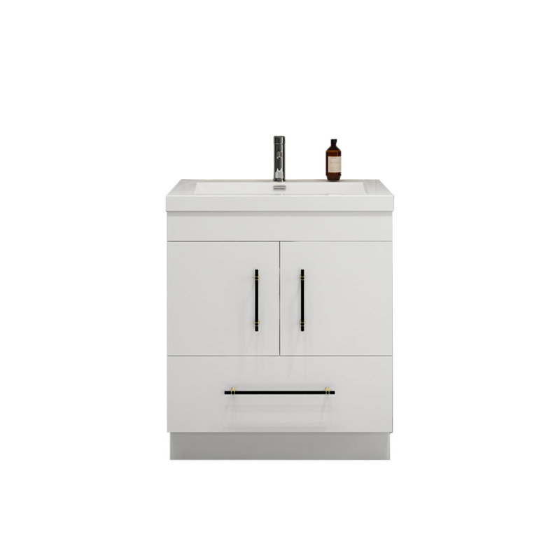 Ensemble de meuble-lavabo simple 30 po Carliss Better, Blanc/chêne, Or