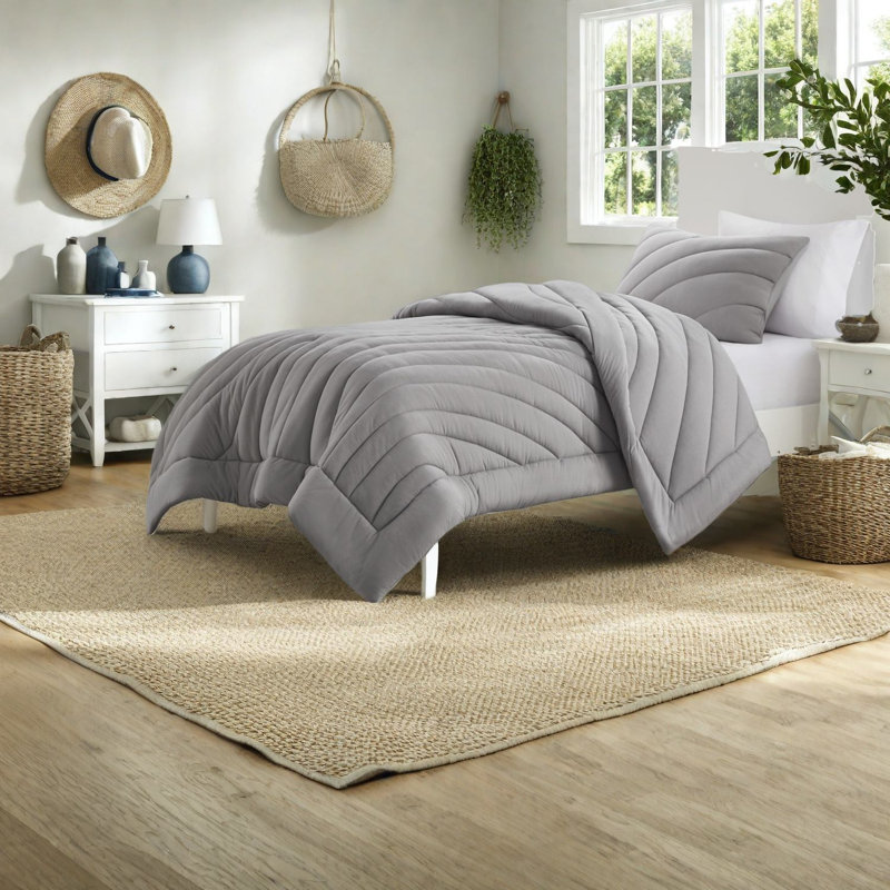 Ensembles de literie gris confortables, jersey de polyester avec traitement antimicrobien pour la maison