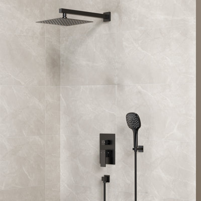 Pressure-Balanced Shower System, 10-Inch RainfallShower Faucet with Rough-in Valve