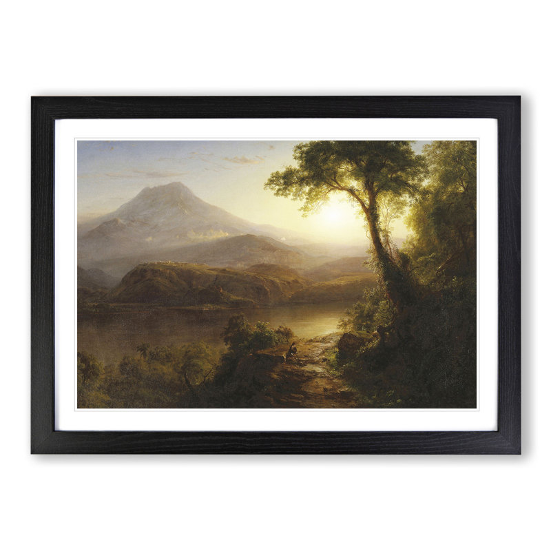 Tropical Scenery by Frederic Edwin Church - Picture Frame Painting, 36cm H x 48cm W x 2cm D, Black