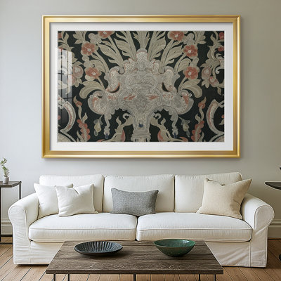 Woven Silk / Damask Textile Detail-William Morris-Framed Print with Mat and glass-c. Late 19th Century