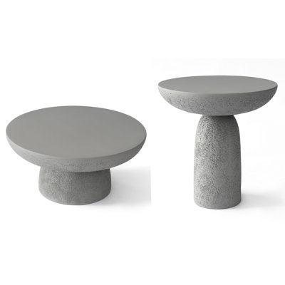 Ensemble 2 pièces tables de bout gris et champignon