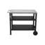 Chariot de barbecue extérieur à 3 niveaux avec plateau en acier inoxydable, table de préparation de barbecue mobile sur roulettes, barre de service roulante pour patio et cour arrière, support de four à pizza noir, rouille, grand espace de rangement, lisse