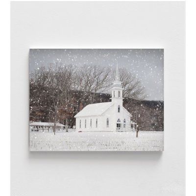 Weishample Church In Winter par Deiter Lori, décoration murale de style rustique blanc, décor de la saison d'hiver
