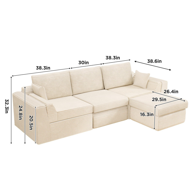 106.6" Modular Sectional Sofa With Chaise