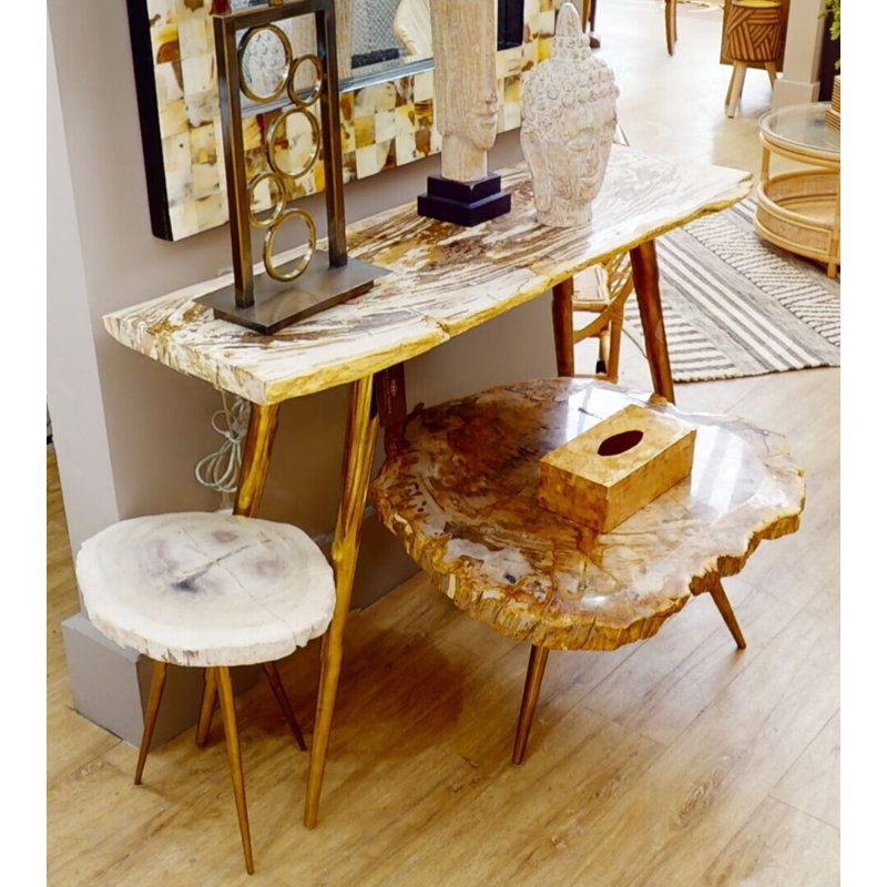 120cm Solid Wood Top Console Table