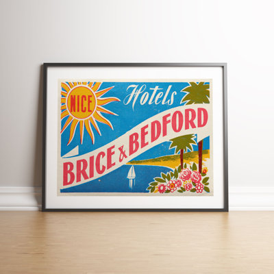 Retro Sign Brice And Bedford Hotels Nice France by Vouvart - Single Picture Frame Print