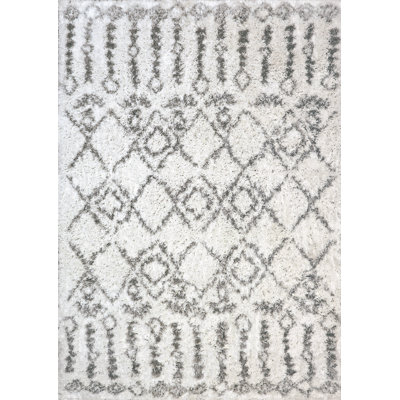 Tapis blanc / argenté Tryon Ikat