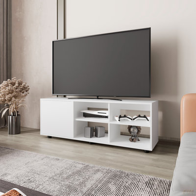 Meuble télé Parker avec porte et rangement ouvert (meuble télé)