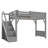 Twin Size Solid Wood Loft Bed with Built-in Wardrobe, Storage, Stairs & Guardrails, No Box Spring Needed, Gray-570310464-570310465
