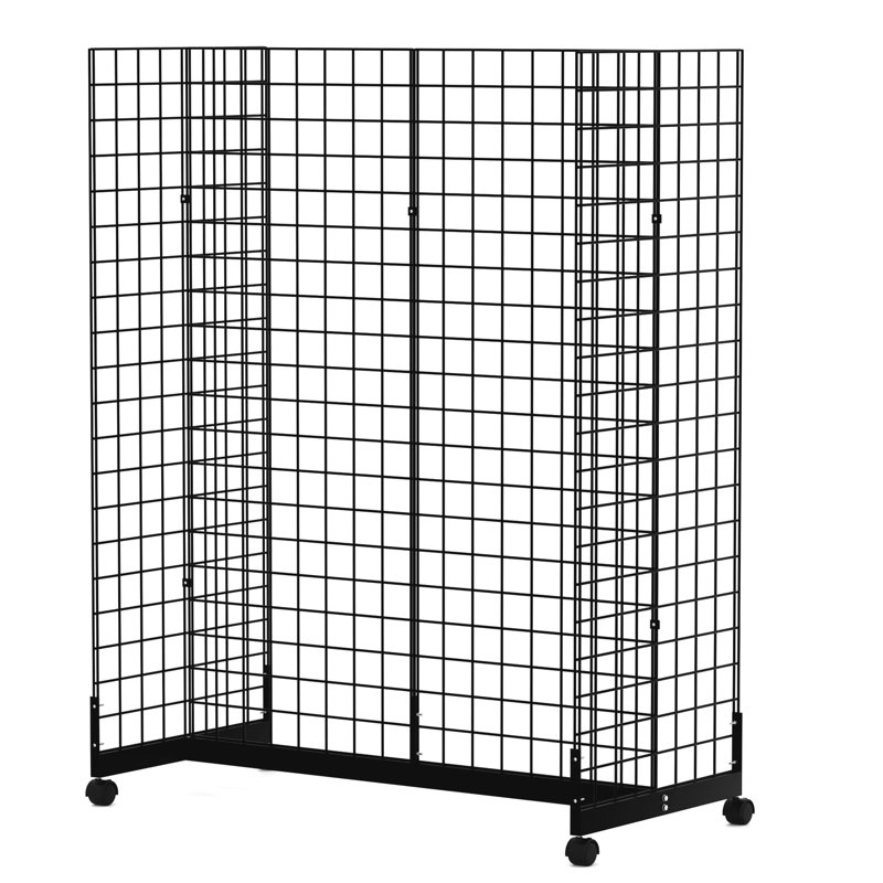 L 49,3 po x P 24 po x H 64,3 po - Tour murale en forme de grille, grille métallique sur pied avec roue, pas de luminaire de grille d'épissure pour la vente au détail