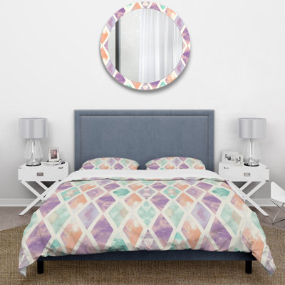 Ensemble de housse de couette rose, mauve et aquarelle