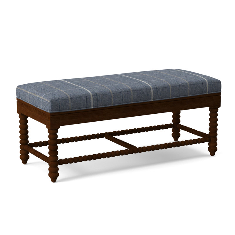 Louisa Bench, Lapis Plaid; 0126-63, Coffee Finish