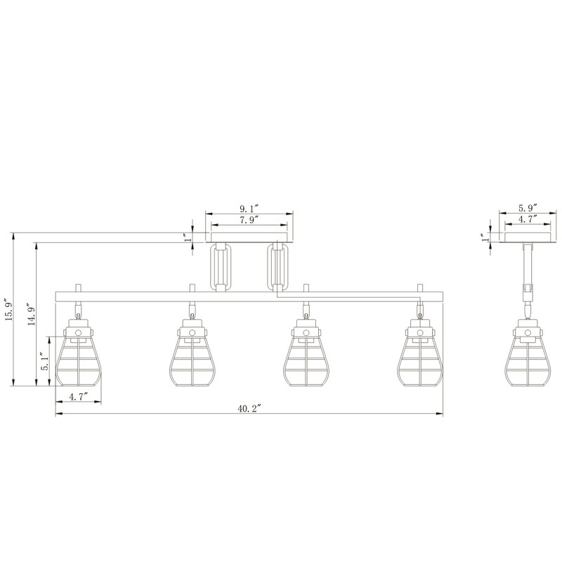 Zefina Matte Black Industrial 4-Light Adjustable Track Lighting