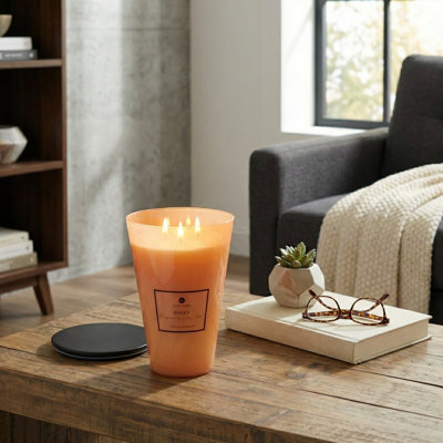 Decorative Lidded Glass Candle For Living Room Display - Modern Relaxing Scented Accent For Bedroom, Bookshelf Or Coffee Table Styling
