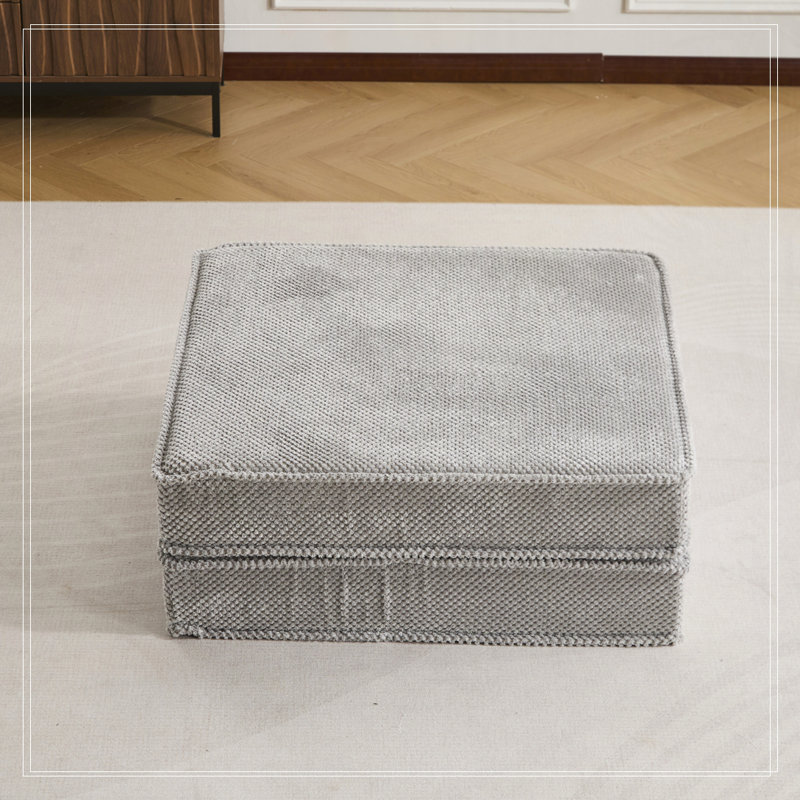 Circle Fleece Fabric,1 Ottoman, Light Gray
