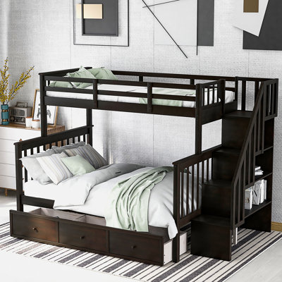 Storage Bed,Stairway Twin-Over-Full Bunk Bed with Drawer -  Harriet Bee, F6EB86169E114FF384CEE06287950CFA