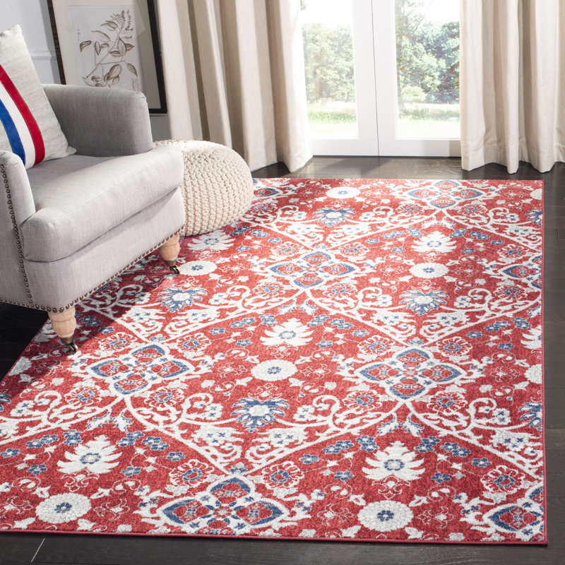 Tapis rouge / ivoire Evart Southwestern, Rectangle 8 pi x 10 pi