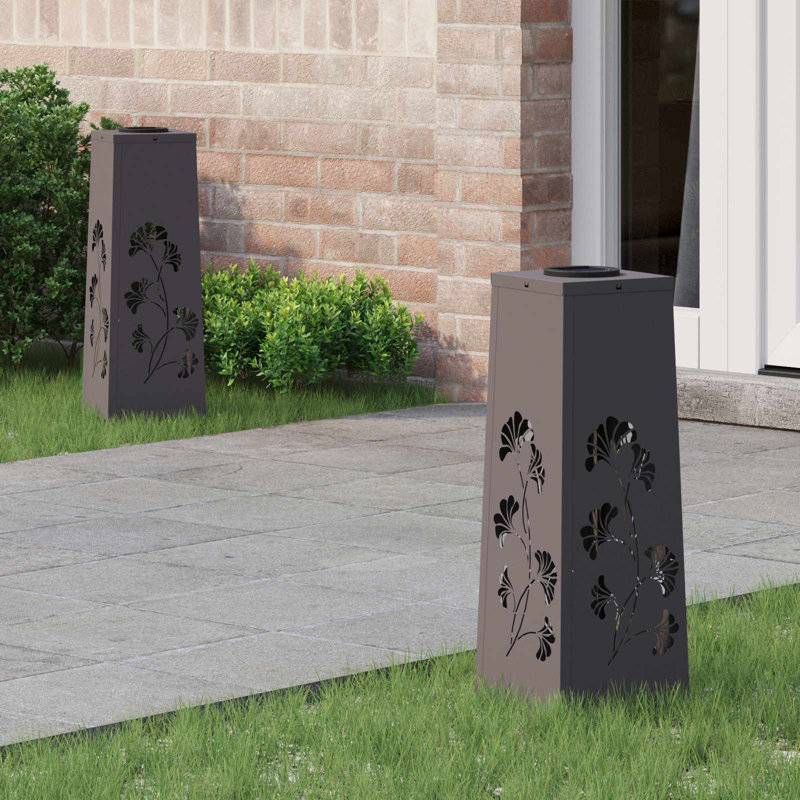 Solar Powered Steel Pathway Light, 50cm H x 18cm W x 18cm D, Black