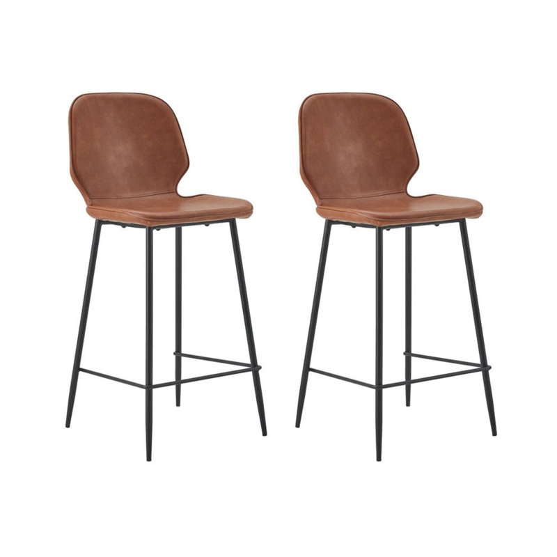 Tabourets de comptoir en cuir Meztli Leftwich, Tanné, Tabouret de comptoir (siège d'une hauteur de 25 p