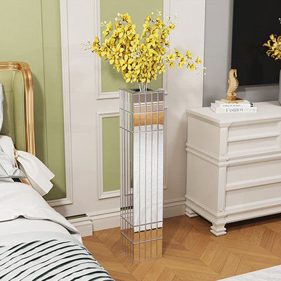 Tall Mirrored Floor Vase for Decor Living Room