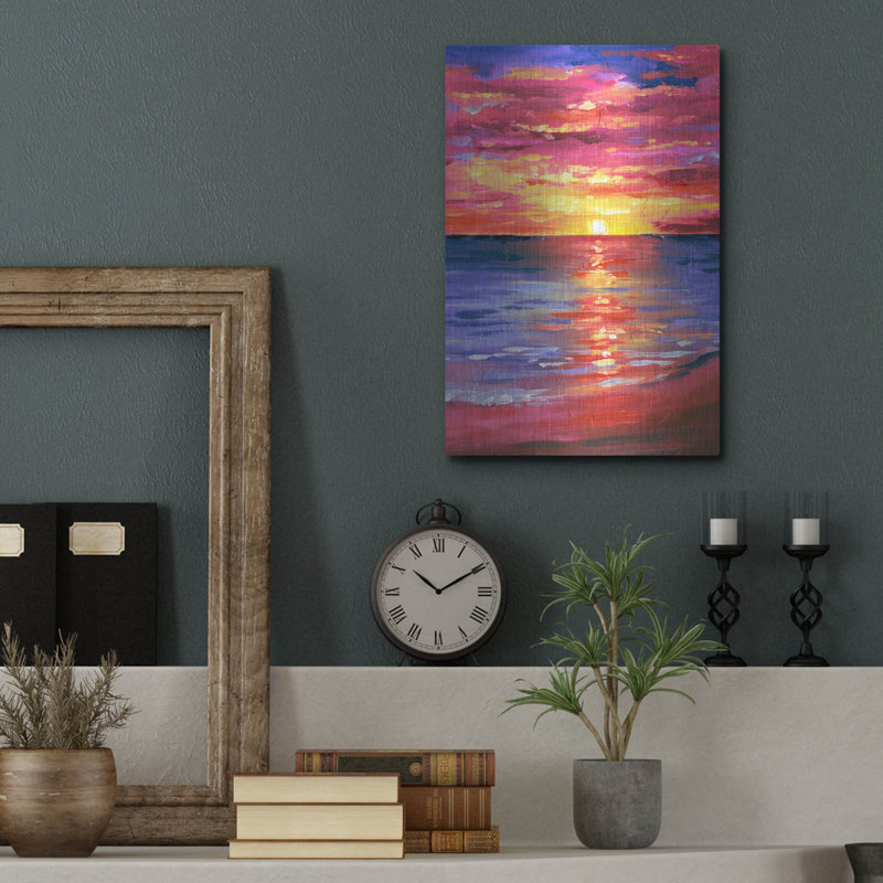 «Pink Sunset» par Svetlana Aleynikova, art mural en métal, H 16 po x l 12 po