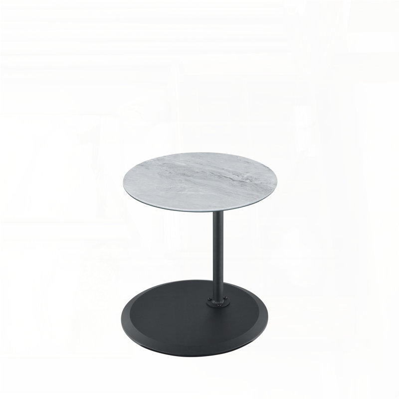 Orbit 15.5" End Table With Height Adjustable Gray Marble Textured Top